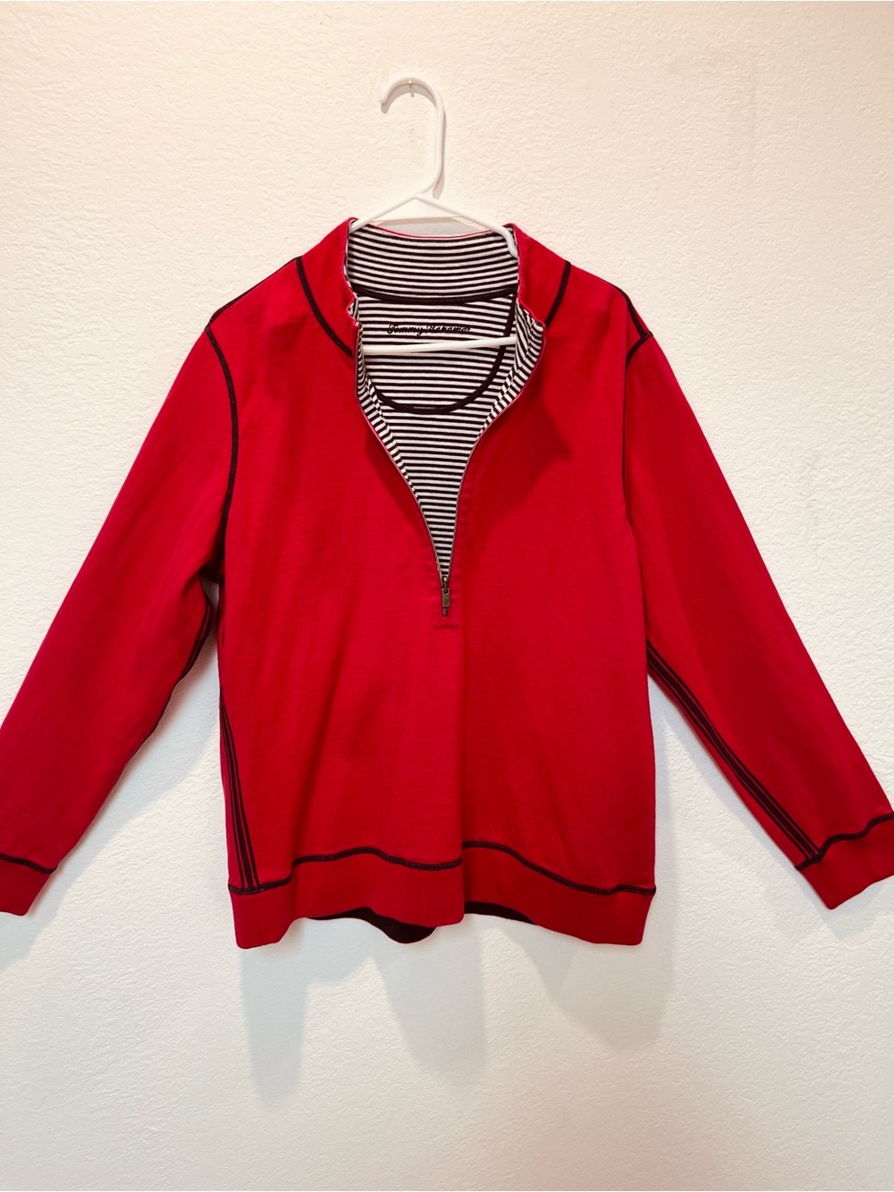 Unisex  TommyBahama Reversible Navy and White Striped/Red Zip Up